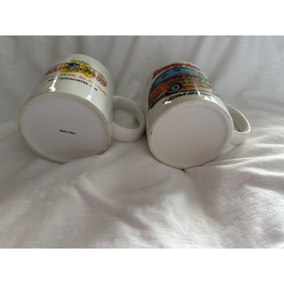 Set Of 2 Kona Hawaii Coffee Mugs Surfin Ass & Bad Ass Designs 11 Oz - Picture 2 of 13